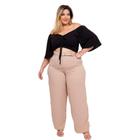 Conjunto Plus Size C Cropped Manga Flare + Calça C Cinto 0480