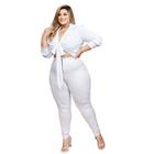 Conjunto Plus Size Calça e cropped Moda Feminina 48 a 52