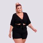 Conjunto Plus Size Cropped Amarrar Short + Cinto Veste 48 52 0139