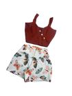 Conjunto Plus Size Cropped Short com Ziper Estampado 46 ao 50 0043