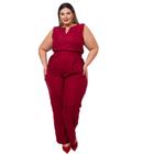 Conjunto Plus Size Feminino Blusa sem Manga V + Calça 0498