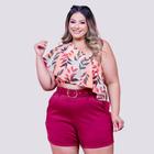 Conjunto Plus Size Feminino Ciganinha Lastec Estampado Short com Cinto 0231