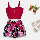 Conjunto Plus Size Feminino Cropped Short Estampado 1831