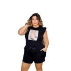 Conjunto Plus Size Feminino Estampa Brilho Verão Shorts e Blusa CVT005