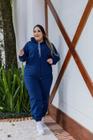 Conjunto Plus Size Moletom Calça e Jaqueta de Ziper Capuz