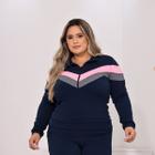 Conjunto Plus Size Quentinho Blusa Frio Calça Malha Crepe