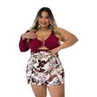 Conjunto Plus Size Shorts Saia Cropped 1 Manga C Argola 0508