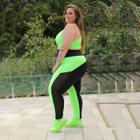 Conjunto Plus Size verde Neon e Preto com Calça e Cropped