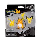 Conjunto Pokémon Evolução Pichu, Pikachu e Raichu Sunny - 3295