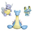 Conjunto Pokémons Água: Froakie, Wartortle, Lapras - 3 unidades - Brinquedo Infantil