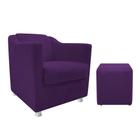 Conjunto Poltrona Babel e Puff Dado Sala de Estar Suede Roxo - DAMAFFÊ MÓVEIS