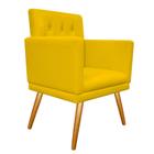 Conjunto Poltrona Cadeira e Puff Nanda Capitonê Decorativa Sala Recepção material sintético Amarelo - KDAcanto Móveis