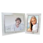 Conjunto Porta Retrato Vidro Borda Prata 10x15 Vertical e 15x20 Horizontal Tuut