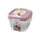 Conjunto Pote Plastico - Hermetico - 3 Peças - Quadrado 800ml - Sanremo