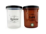 Conjunto Potes Café E Açúcar Conservador Alimento Redondo