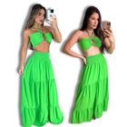 Conjunto Praia Feminino Cropped E Saia