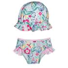 Conjunto Praia Infantil Biquíni com Chapéu Floral Verde Água Tip Top