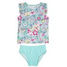 Conjunto Praia Infantil Floral Verde Água Tip Top