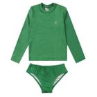 Conjunto Praia Infantil Proteção UV 50+ Básico Verde Camaleão Costão