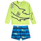 Conjunto Praia Infantil Shark Verde Neon Tip Top