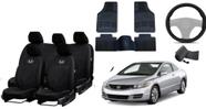 Conjunto Premium de Capa de Couro e Tapetes para Honda Civic + Capa de Volante