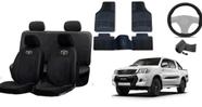 Conjunto Premium de Capa de Couro + Tapetes + Capa de Volante Hilux 16-19