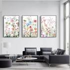 Conjunto Quadro Aquarela Flores Arte"