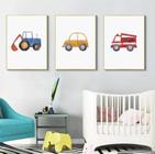 Conjunto Quadro Carrinhos Azuis Infantil"