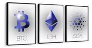 Conjunto Quadro Criptomoeda Bitcoin Trader Finanças"