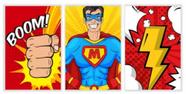 Conjunto Quadro Decorativo Cartoon Super Man"