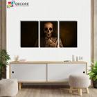 Conjunto Quadro Decorativo Mdf Com 3 Peças Caveira Preto