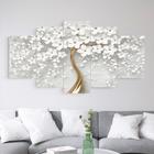 Conjunto Quadro Decorativo Mosaico Com Foto Personalizado Árvore Flor Branca PVC Decoração para Sala de Jantar Quarto Casal