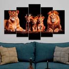 Conjunto Quadro Decorativo Mosaico Com Foto Personalizado Familia de Leões 3 Filhotes PVC Decoração para Sala de Jantar Quarto Casal