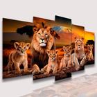 Conjunto Quadro Decorativo Mosaico Com Foto Personalizado Familia de Leões 4 Filhotes PVC Decoração para Sala de Jantar Quarto Casal