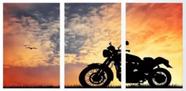 Conjunto Quadro Decorativo Moto Ao Pôr Do Sol"