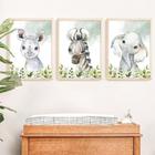 Conjunto Quadro Safari Elefante Zebra"