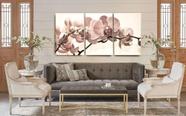 Conjunto Quadro Sala Orquidea Bege"