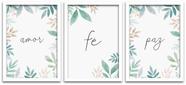 Conjunto Quadros Decorativos 3 peças 40x60 Amor Fé e Paz