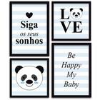 Conjunto Quadros Decorativos 4 peças Panda Baby