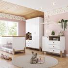 Conjunto Quarto de Bebê Completo Berço 2 em 1, Guarda-roupa e Cômoda Yuri Espresso Móveis