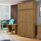 Conjunto Quarto Topázio: Guarda-Roupa 6 Portas com Maleiro, Escrivaninha 2 Gavetas Madeira Pinus Freijó - Finestra