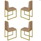 Conjunto Quatro Cadeiras Sala Jantar BARCELONA Dourado/Veludo - HOUSE