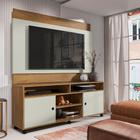 Conjunto Rack e Painel para TV Lunaris Freijó Cinza Cristal