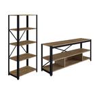 Conjunto Rack para TV até 60 Polegadas e Estante Multiuso Steel Light Vermont Preto Industrial Artesano