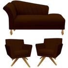 Conjunto Recamier Sofá Chesterfield 1.40 + 2 Poltronas Iza Base Giratoria Para Salas de Noiva Psicologia Nanda Decor