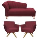 Conjunto Recamier Sofá Chesterfield 1.80 + 2 Poltronas Iza Base Giratoria Para Salas de Noiva Psicologia Nanda Decor