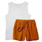 Conjunto Regata e Short Linho Premium Bermuda Masculina Moda Praia Luxo