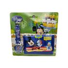 Conjunto Relógio Analógico e Carteira Infantil Mickey e Minnie