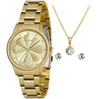 Conjunto Relógio Feminino Dourado Lince Lrgj149Lko16C1Kx