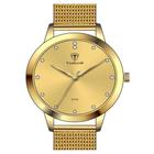 Conjunto Relógio Feminino Tuguir Analógico TG152 - Dourado com Colar e Pingente